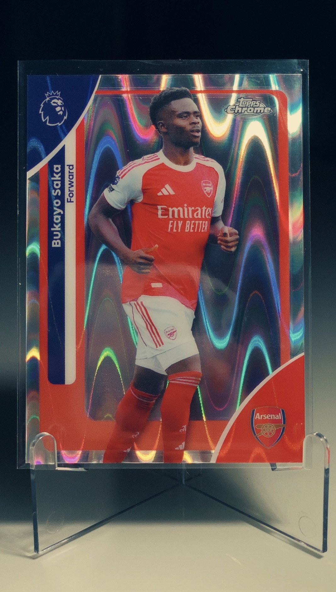 Bukayo Saka — Topps Chrome Premier League Red Wave Refractor