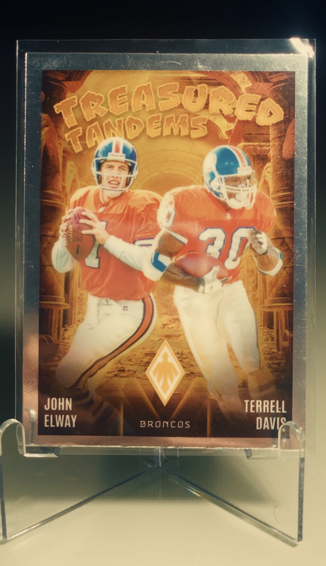 John Elway / Terrell Davis — Panini Phoenix Treasured Tandems — frente