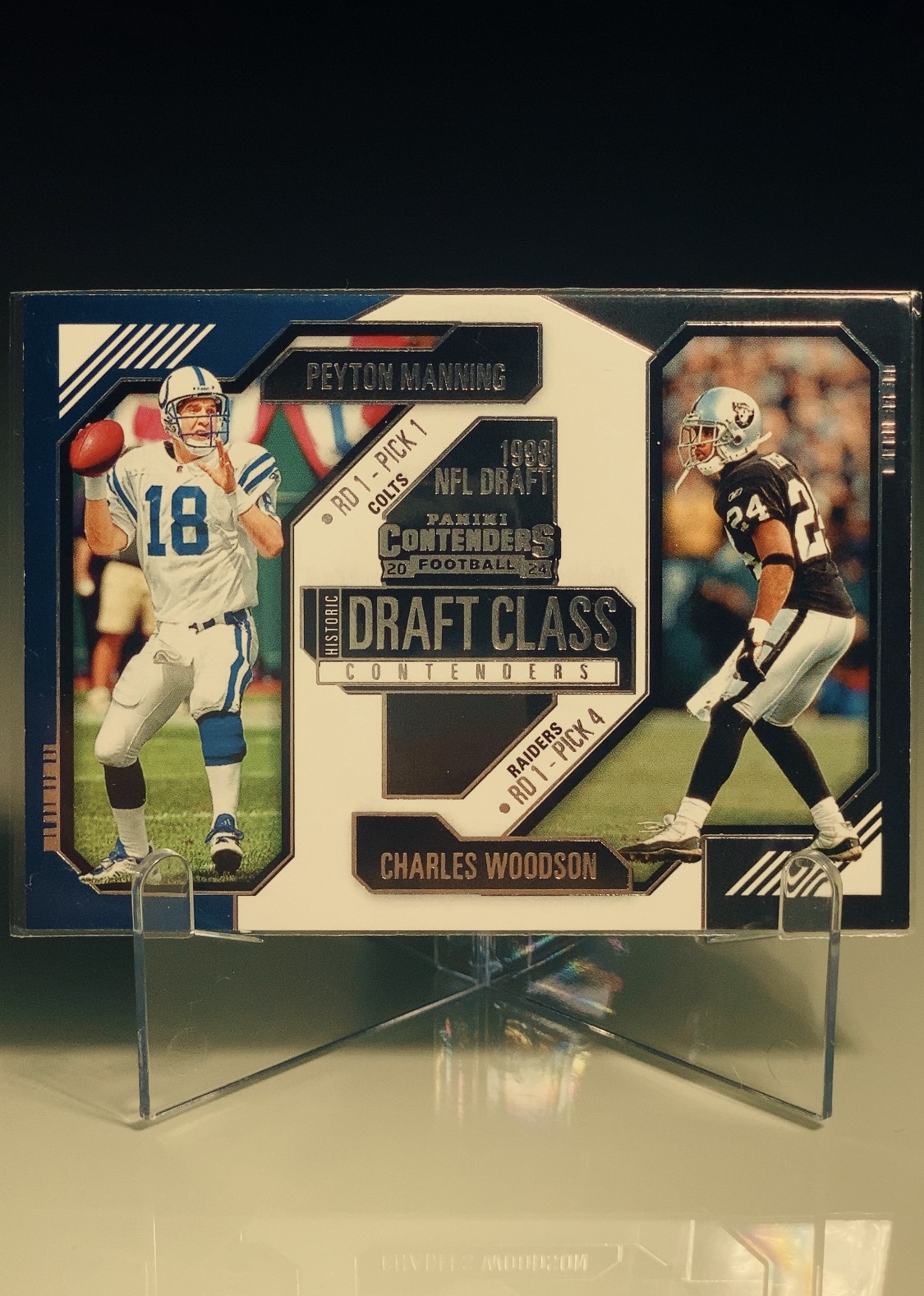 Peyton Manning / Charles Woodson — Panini Contenders Historic Draft Class — frente